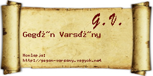 Gegán Varsány névjegykártya
